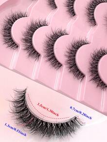 ENCHUW 5 Pairs Lashes 3D Clear Band Lashes Natural Look Wispy Eyelashes Fluffy Curl Cat Eye Fake Eyelashes - Black - View 4