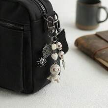 Beaded Skeleton Mummy Spider Bag Charm Keychain, Y2K Gothic Dark Style Backpack Pendant, Halloween Handbag Accessory - Multicolor - View 12