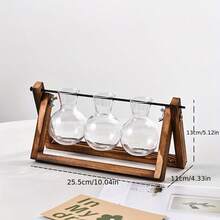 Multi-Tube Bulb Hydroponic Propagation Set With Wooden Stand, Suitable For Hydroponic Plants, Desktop Home Gardening, Wedding Decoration - Universal - View 10