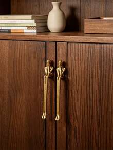 2pcs Decorative Thinker Shaped Cabinet Handles, Brass Gold Art Sculpture Furniture Pulls, Unique Long Portrait Drawer Handles, Suitable For Cabinets, Dressers, Wardrobes Hardware Decoration - Gold - View 3