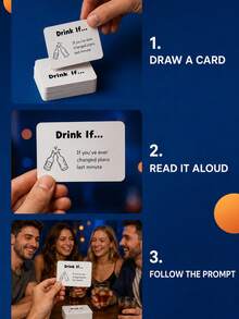 1 Set (50 Cards) Drink If Adult Party Card Game, Fun Drinking Game Cards For Friends, Couples And Groups, Portable Icebreaker Conversation Game, Suitable For Birthday, Family Party, Game Night, Bachelor Party, Travel Entertainment Gift - Multi-color - View 6