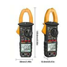 Medidor de abrazadera digital 4000 cuentas, multímetro de abrazadera de rango automático, mide voltaje , corriente CA, resistencia, capacitancia, frecuencia, prueba de diodos,Multimetro de Gancho, Pinza Amperimétrica con NCV y Pantalla,Retroiluminada, Pruebas Live Wire,Diodos, Continuidad - Amarillo - Ver 7
