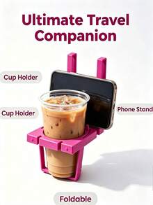 Tempat Gelas Multifungsi Pesawat, Dudukan Ponsel Perjalanan, Tempat Minuman Lipat untuk Baki Pesawat, Aksesori Perjalanan 2-in-1, Dapat Dilipat dan Disesuaikan, Kompatibel dengan Sebagian Besar Baki Kursi Pesawat, Untuk Perjalanan Udara, Perjalanan Jarak Jauh - Model C - View 5