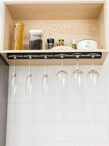 1pc No-Drill Hanging Wine Glass Rack, Cabinet Under-Mount Stemware Storage Holder, Thickened ABS Material With Rounded Edges To Protect Glasses, Space-Saving Easy Installation Anti-Slip Nail-Free Glassware Organizer For Kitchen, Bar, Restaurant, Cafe - A - View 5