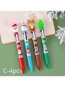 4Pcs/Set 3D Cute Santa Reindeer 4-In-1 Multi-Color Ballpoint Pen - Christmas Student Stationery & Holiday Gift Class Prize (2026 New Style) - Christmas - View 13