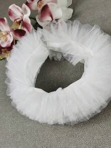 1件女款蕾絲飾邊分層純色聚酯纖維波西米亞風婚禮正式禮服套裝 翻領花朵領飾配件 情人節 - 白色 - 查看 9