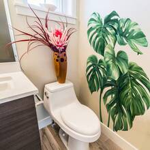 1pc 2D Fresh Green Leaf Wall Sticker, Indoor Space Wall Atmosphere Decoration - Multicolor - View 1