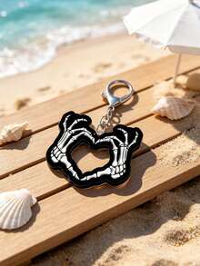 Goth Skeleton Hand Heart Acrylic Keychain, Dark Aesthetic Skull Key Ring, Halloween Punk Bag Charm, Car Key , Gothic Dark Style Keychain Accessories - Multicolor - View 6