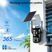 szsinocam 1pc-1440P 3-Lens 3-Screen Solar PTZ Security Camera, 2.4G WiFi Outdoor 360° Panoramic, 8000mAh Battery, Solar & USB Charge, PIR Human Detection, Full Color Night Vision, Two-Way Audio, IP66 Weather Resistance For Farm Yard Home Surveillance - Black - View 3