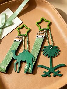 Pu Coconut Camel Palm Tree Bag Charm,Rhinestone Wristband Keychain,Leather Palm Tree Bag Accessory,Fashion Women Handbag Charms,Perfect Holiday Gift - Multicolor - View 2