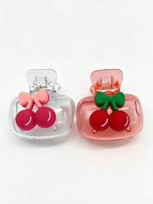 Cherry Pattern Portable Toothbrush Case, Featuring Cute Cherry Design, Transparent White And Transparent Red Color Scheme. Travel Toothbrush Storage Box And Portable Toothbrush Head Protective Clip. - Multicolor - View 16
