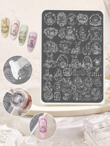 Plat Stempel Seni Kuku Stainless Steel, Pola Gambar Garis Kelinci Dongeng Vintage, Gaya Manis Jepang, Kombinasi Adegan Pesta Teh, Beragam Gaya, Alat Dekorasi Seni Kuku, Cocok Untuk Salon Kuku Untuk Membuat Desain Kuku yang Lucu, Templat Transfer Salon Kuku, Alat DIY Seni Kuku - MultiWarna - View 5