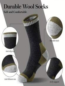 5 Pairs Men's Thick Thermal Crew Socks, Warm Wool Blend Socks For Outdoor Sports Like Hiking, Skiing In Winter, Cozy Socks - Multicolor - View 8