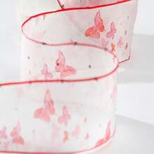 Rhinestone Chiffon Ribbon Tie Bows Hair Accessories, Flower Shop Bouquet Wrapping Material Silky Snow Yarn Ribbon With Silver Dots Valentine's Day - Multicolor - View 35