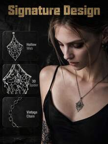 European And American Cross-Border Punk Gothic Hip-Hop Dark Cool Personalized Spider Distressed Pendant Necklace - Silver - View 2