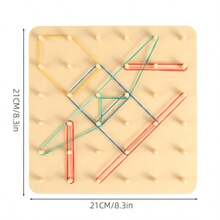 1 Set Wooden Double-Sided Mosaic Geometric Puzzle, Rubber Band Pegboard 2-In-1 Toy, Children's Shape Matching Creative Puzzle Board, Early Education Educational Toy, Thinking Training - Multicolor - View 9