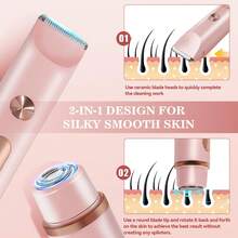 2-In-1 Women's Electric Shaver, Portable Wireless Trimmer, Suitable For Full Body Hair Removal, Rechargeable Painless Razor, Suitable For Face, Chin, Lips, Legs, Underarms, 400mAh, Bikini Line Hair Removal Tool, Essential Personal Care Tool For Smooth Hair Removal Experience, Suitable As Holiday And Christmas Gift For Family And Friends - Multicolor - View 9