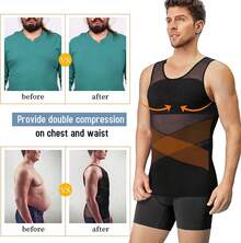 Top moldeador para hombre en azul medio lavado, tallas M/L/XL/XXL/34. - Azul lavado medio - Ver 7