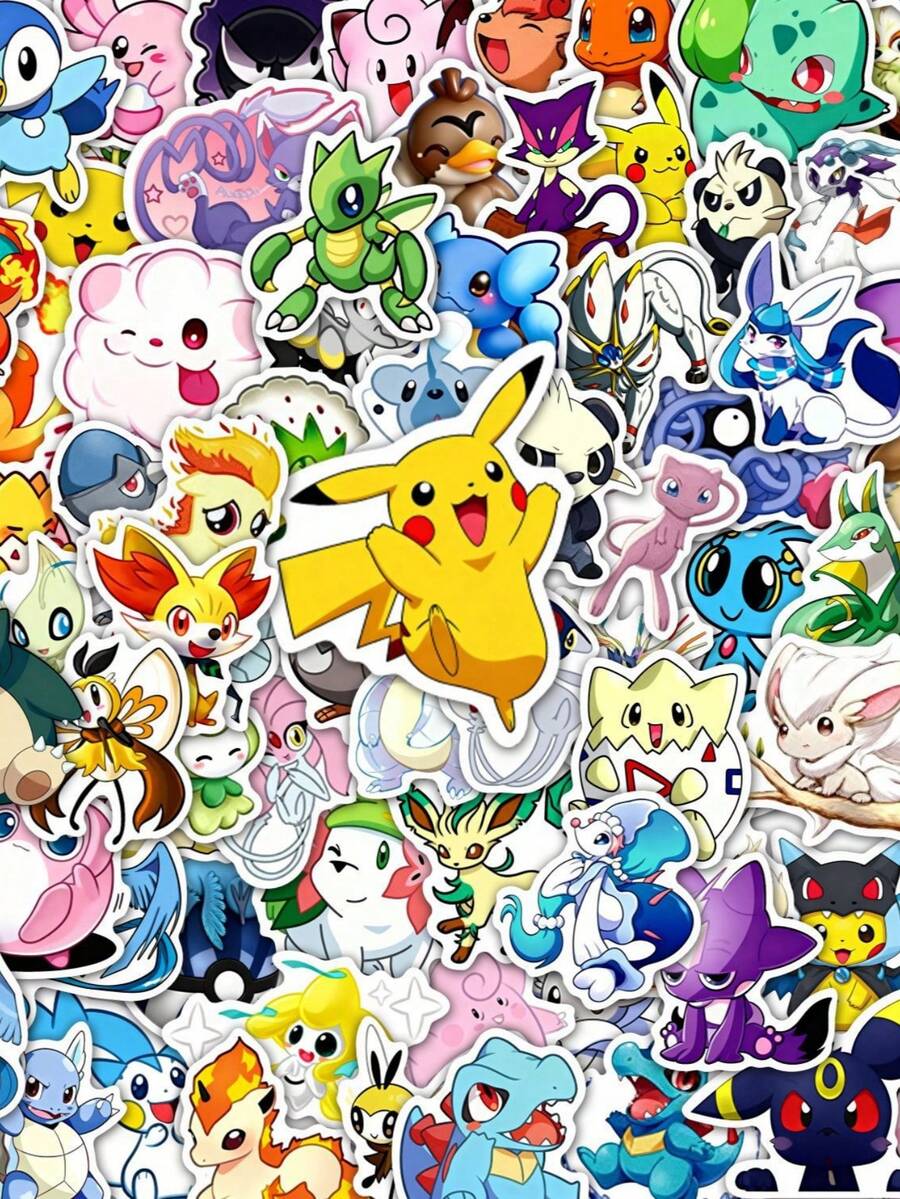 asmodee 100pcs Pokemon Cartoon Graffiti Stickers Pikachu Luggage Pocket Monsters Notebook - Multi-color - View 1