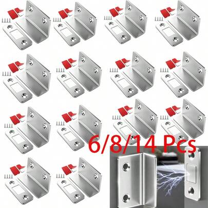 Magnetic Door Catches, L Shape Ultra Thin Cupboard Magnets Adhesive Cabinet Magnets Door Latch For Kitchen Wardrobe Drawer Sliding Door Closure(6/8/14 Pcs)