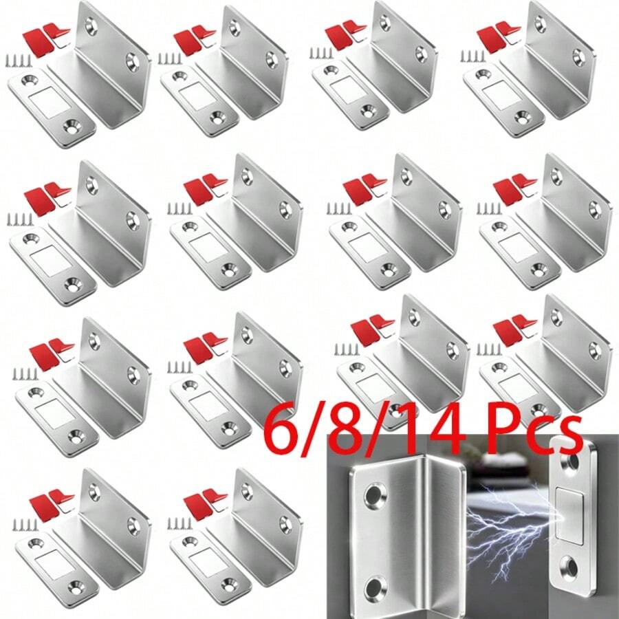 Magnetic Door Catches, L Shape Ultra Thin Cupboard Magnets Adhesive Cabinet Magnets Door Latch For Kitchen Wardrobe Drawer Sliding Door Closure(6/8/14 Pcs) - Door Catches, L Shape - View 1