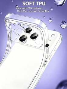 3-In-1 Protection Kit, Compatible With IPhone Phone Case, With Screen Protector [2 Pieces Set], Supports Face ID Unlock, Scratch-Resistant High-Definition Tempered Glass Screen Protector, Transparent Shockproof Phone Case, Crystal Clear Protective Shell, Anti-Yellowing, Camera Protection, Flexible TPU Silicone Cover - Transparent - Clear - View 6