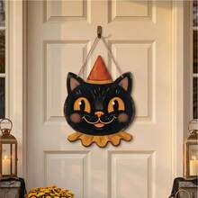 2D Flat Halloween Door Sign, Vintage Halloween Outdoor Decor, Gothic Home Decor, Cute Ghost, Pumpkin, Black Cat, Skull, Owl - Multicolor - View 10