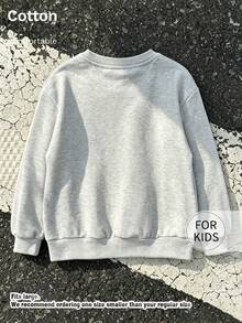Tween Girl Crew Neck Sweatshirt, Cherry Letter Print Pure Cotton Pullover, Soft Casual Long Sleeve Top - Flower Ash - View 10