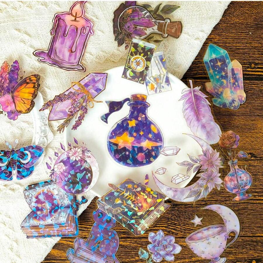 30Pcs Witchy Stickers Set, Waterproof Cute Stickers For Adults Teens, Fantasy Pet Sticker Pack For Diy Notebook Decoration Scrapbooking Photo Album - Multicolor - View 1