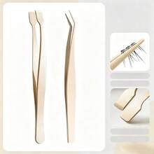 2pcs Stainless Steel Curved Elbow - Flat Head Craft Tweezers, Precision Tweezers, Suitable For Eyelash Extensions DIY, Eyebrows, Facial Hair, Ingrown Hair, Nail Art, Handmade Tweezers - Innovation - View 7
