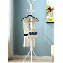 Premium Flocked Non-Slip Flocked Hanger, Heavy Duty Coat & Suit Storage Rack, Sturdy Closet Organizer, Durable Hanger Accessory, Wooden Pole Hook, Wardrobe Hanging Rack, 1pc - Multicolor - View 2