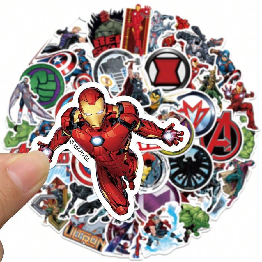 Disney 50pcs Marvel Avengers Cartoon Character Stickers, Suitable For Back To School Supplies, Holiday Gifts, Birthday Gifts, Party Favors, And Christmas, Easter, Thanksgiving And Graduation Gifts - Multicolor - View 1