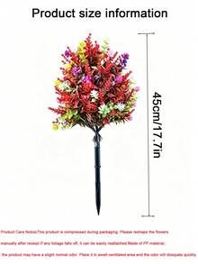 1件裝混色人造花附地插，抗UV戶外仿真植物裝飾，適用於花園、庭院、陽台、門廊、露台，可用作春、夏、秋及聖誕裝飾人造花 - 彩色 - 查看 4