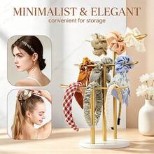 WGZ · RUCX 1pc Cream Style Women's Headband Display Rack Metal Hairband Holder Wooden Hair Accessory Storage Stand Desktop Organizer - Gold - View 3