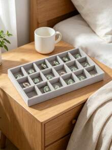 10pcs/1pc Jewelry Tray, Jewelry Storage Tray, Jewelry Display Tray, Stackable Drawer Jewelry Storage Box, Multi-Functional Jewelry And Accessories Display And Storage Box, Velvet Jewelry Tray, Mesh Jewelry Tray, Jewelry Box, Jewelry Storage Box, Drawer Storage Box, Suitable For Earrings, Necklaces, Bracelets, Rings And Other Jewelry Of Various Sizes, Jewelry Storage Box. - Grey - View 6