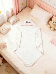 Personalized Embroidered Name Hooded Bath Towel, With Corner Pattern, Suitable For Bathtub, Swimming Pool And Beach, Embroidered/Dry Clean Only, Birthday Gift, Beach Party Swimming Pool Bath Towel, Modern Bathroom Accessory - Multicolor - View 4
