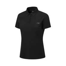 LI‑NING Fitness 系列女款反光冰感吸濕排汗短袖 Polo 衫 APLW146 - 黑色 - 查看 2