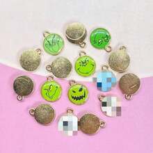 The Grinch 50pcs Green Monster Round Face DIY Alloy Jewelry Accessories Necklace Keychain Earring Pendant - Multicolor - View 1