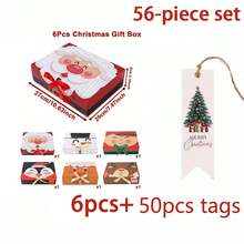 62/56pcs Exquisite Christmas Cartoon Theme Gift Box Set, Holiday Gift Party Atmosphere Gift Box, With Ribbon Christmas Gift Box, Christmas Gift Packaging Box, Including Santa Claus, Snowman, Reindeer, Gingerbread Man, Elk And Other Patterns, Exquisite Design, Suitable For Christmas Party, Christmas Decoration - Multicolor - View 12