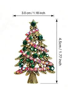 2pcs Colorful Rhinestone Christmas Tree Brooch Set, Versatile Lapel Accessory For Coat, Scarf, Backpack, Christmas Gift - A - View 9