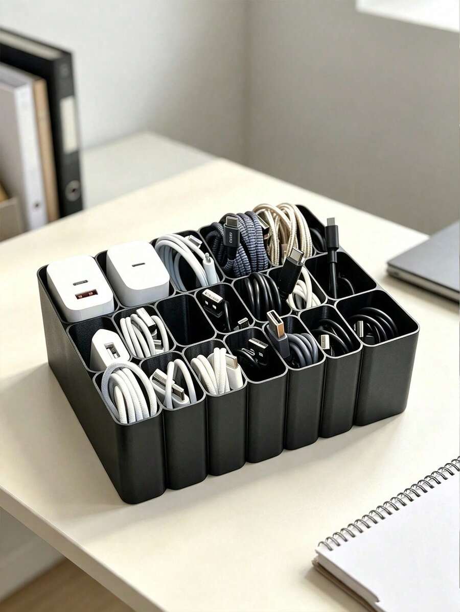 Kotak Penyimpanan Multifungsi, Organizer Kosmetik, Organizer Kabel Meja, Kotak/Baki Penyimpanan Kabel USB Tahan Lama, Bahan Plastik, Keranjang Penyimpanan Serbaguna Rumah Tangga, Dekorasi Meja Kantor, Kotak Penyimpanan Aksesori, Aksesori Meja, Perlengkapan Kantor, Dekorasi Kantor, Tempat Pena, Barang-Barang Kecil Kantor, Organizer Aksesori Elektronik Penting, Model Laci, Cocok Untuk Rumah dan Kantor, Alat Penyimpanan Rumah Tangga Praktis - MultiWarna - View 1