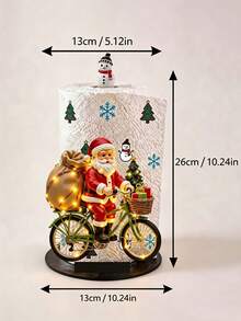 1pc Santa Claus Riding Bicycle 2D Tissue Holder, Acrylic Material Vertical Toilet Paper Storage Rack, Kitchen Dining Table Decorative Ornament, Easy To Install, Suitable For Christmas Party Home Room Decoration, Tissues Not Included - Brown - View 12