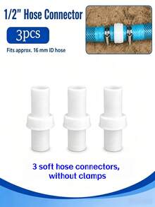 3pcs Leak-Proof Anti-Aging 1/2" Straight Connector, Suitable For 16mm Inner Diameter Irrigation Pipe/Garden Hose, 3-In-1 Quick Connect Splicing Extension Joint For Greenhouse Drip Irrigation System (Tool-Free Quick Install, Requires Separate Clamp) - A - View 8