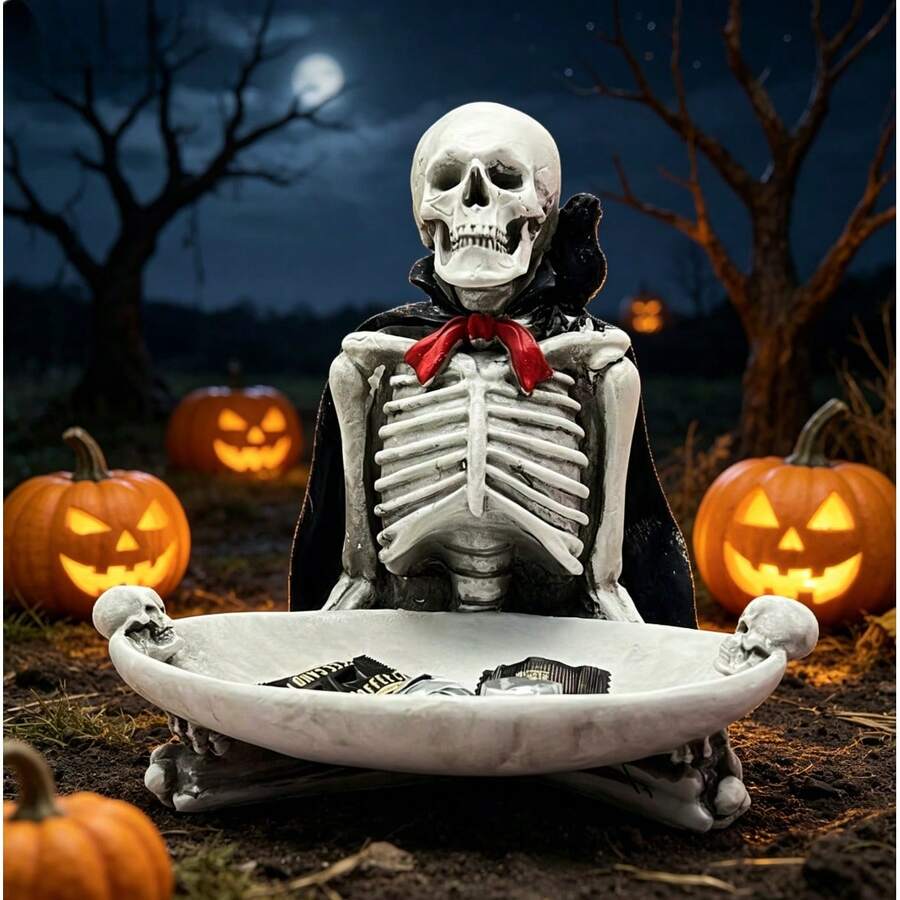2pcs Windbreaker Skull Tray, Hallway Tabletop Decor Statue, Decorative Item, Suitable For Keys, Jewelry, Wallet And Other Small Items - View 1
