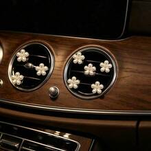 6PCS Car Air Vent Clips With Pearl Daisy Petal Design, Exquisite Petal Shape With Pearl Embellishment, Easy And Secure Installation, Used For Car Door Dashboard Interior Decoration Modification Accessories - 6PCS Pearl Daisy Air Vent - View 4