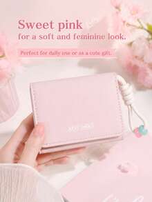 Portofel Dama Portofel Femei, Minimalist Korean Trifold Wallet, Short PU Leather Purse With Cute Beaded Rope Strap - Multicolor - View 6