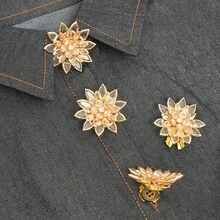 4 Pcs Flower Button Covers For Shirts, Decorative Button Clips For Women, No-Sew Removable Floral Buttons, Clothing Accessories For Blouses & Dresses - Star - View 3