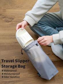 1pc Lightweight Nylon Drawstring Mesh Shoe Bag, Semi-Transparent Design, Waterproof And Dustproof, Portable Travel Luggage Organizer, Washable And Reusable For Sports, Home, Travel - Multicolor - View 4