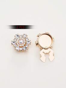 1/2/4pcs 22mm Women's Rhinestone Button Covers, Crystal Button Covers, Detachable Clip-On Button Covers, Crystal Decorative Buttons For Clothing, Lead-Colored - Multicolor - View 18
