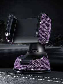 Adjustable Sparkling Sequin Full Rhinestone Suction Cup 360° Adjustable Crystal Car Phone Holder, Bling Car Phone Holder,Crystal Auto Dashboard Air Vent Cell Phone Mount, Universal Car Phone Holder Mount For Windshield, Dashboard And Air Vent, Car Accessories Spring Gift - Multicolor - View 1